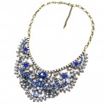 Icy Blue Crystal Art Deco Vintage Statement Necklace